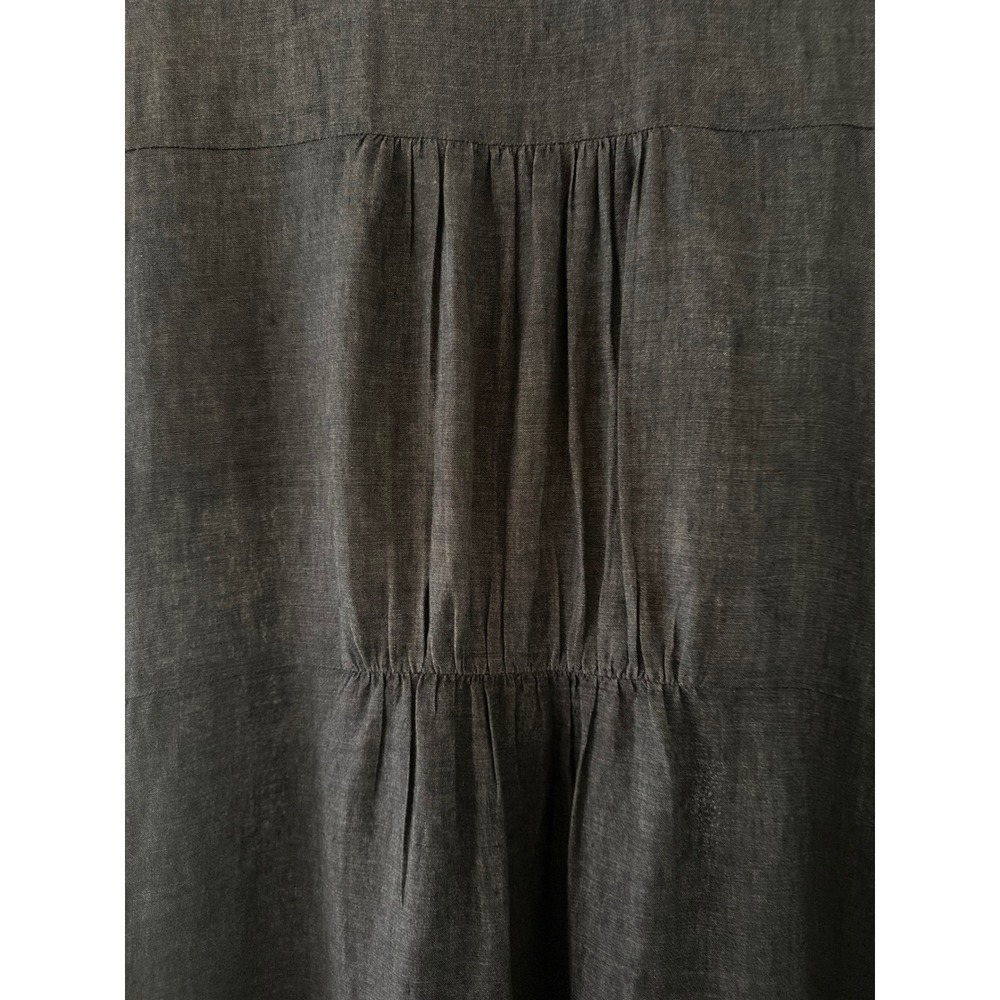 Eileen Fisher Shirt Dress Grey Organic Linen Short Sleeve Button Front Oversized - Picture 5 of 6